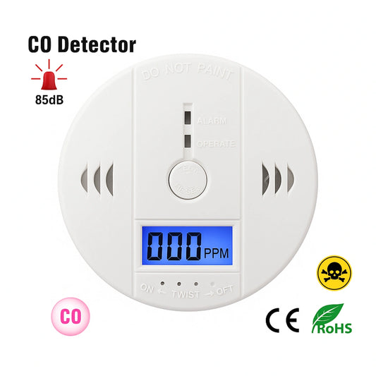 Alarma Detectora de Monóxido de Carbono con Pantalla Digital y Alerta Sonora 85dB